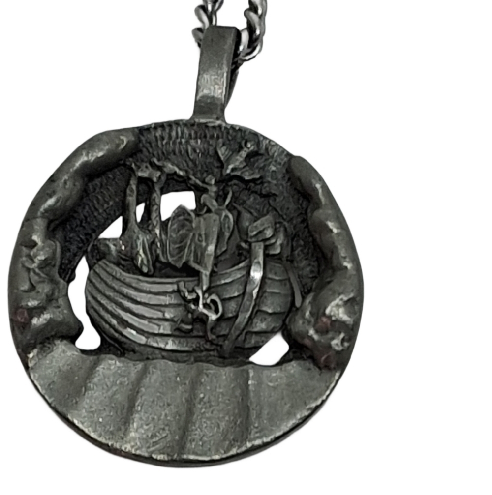 Vintage Vernon G. Wilson Noah's Ark Necklace Roman Inc Genesis 9:13 Pewter
